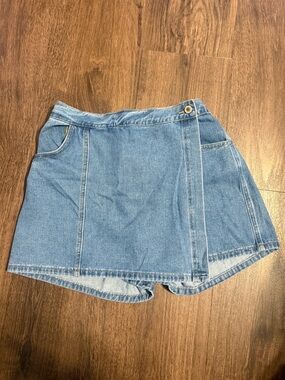 Light Blue Denim Wrap Skort